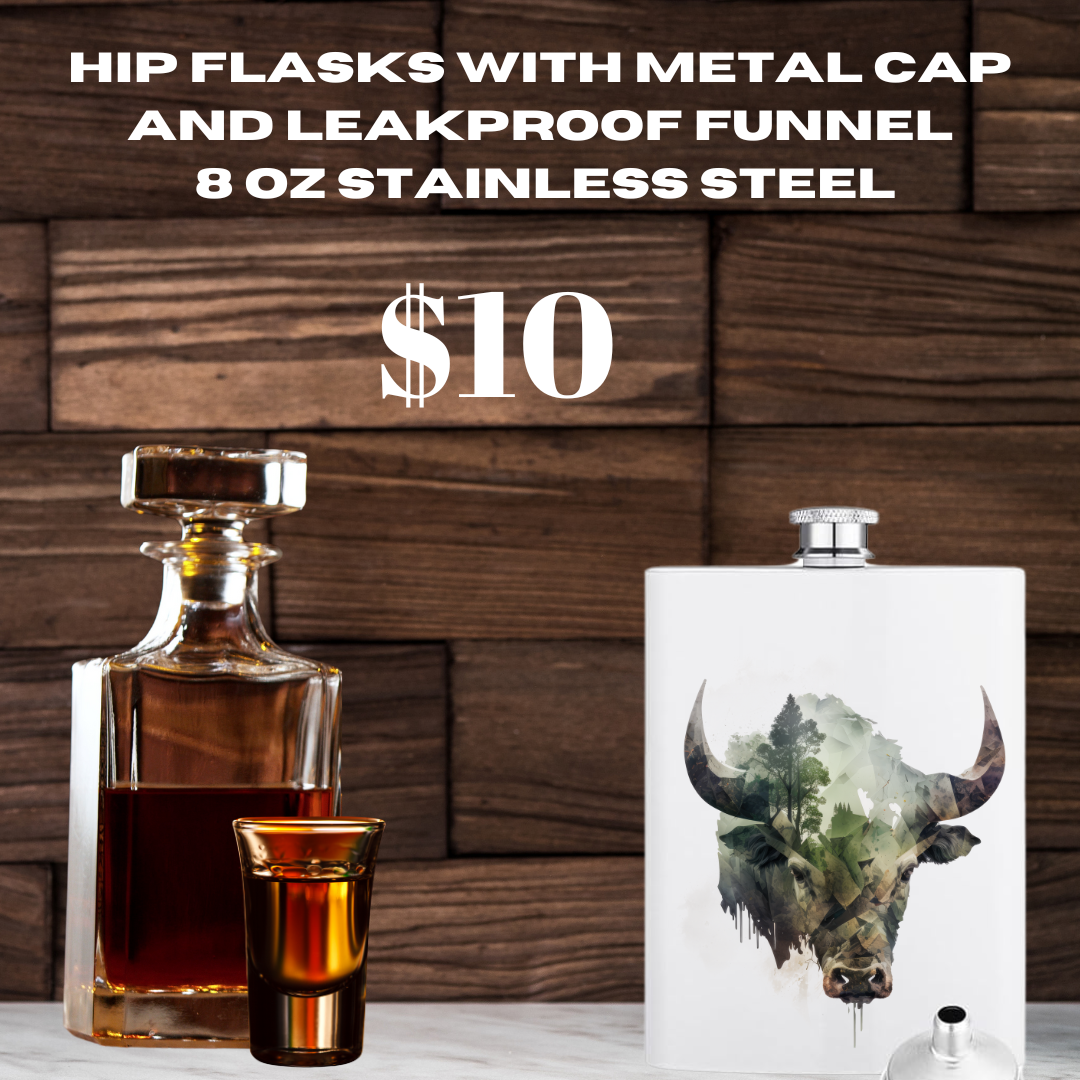 Nature Inspired Stainless Steel Hip Flask - 8 oz