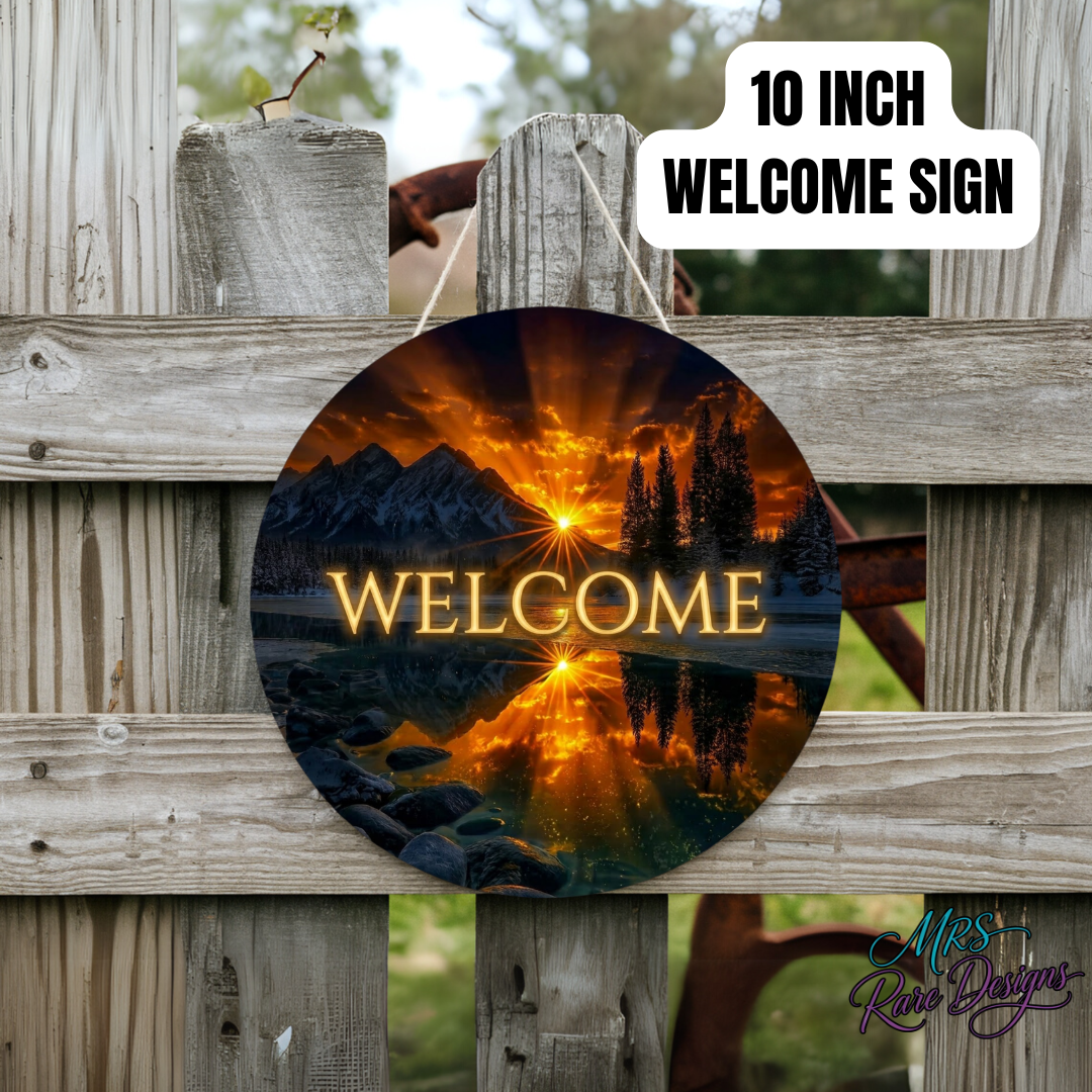 Golden Peaks 10-Inch Round Welcome Sign