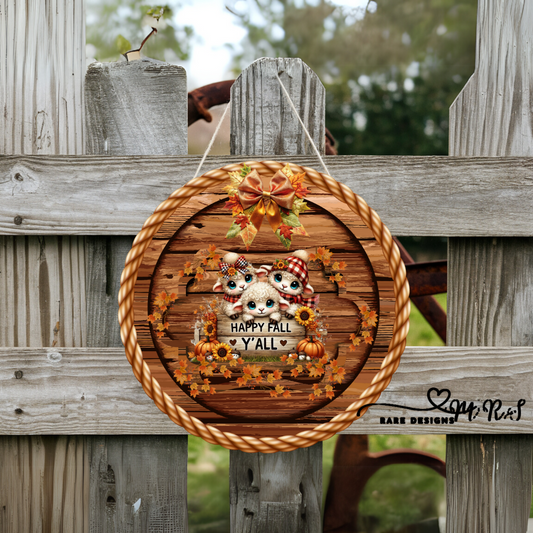 Happy Fall Y’all Farm Friends Round Sign Collection