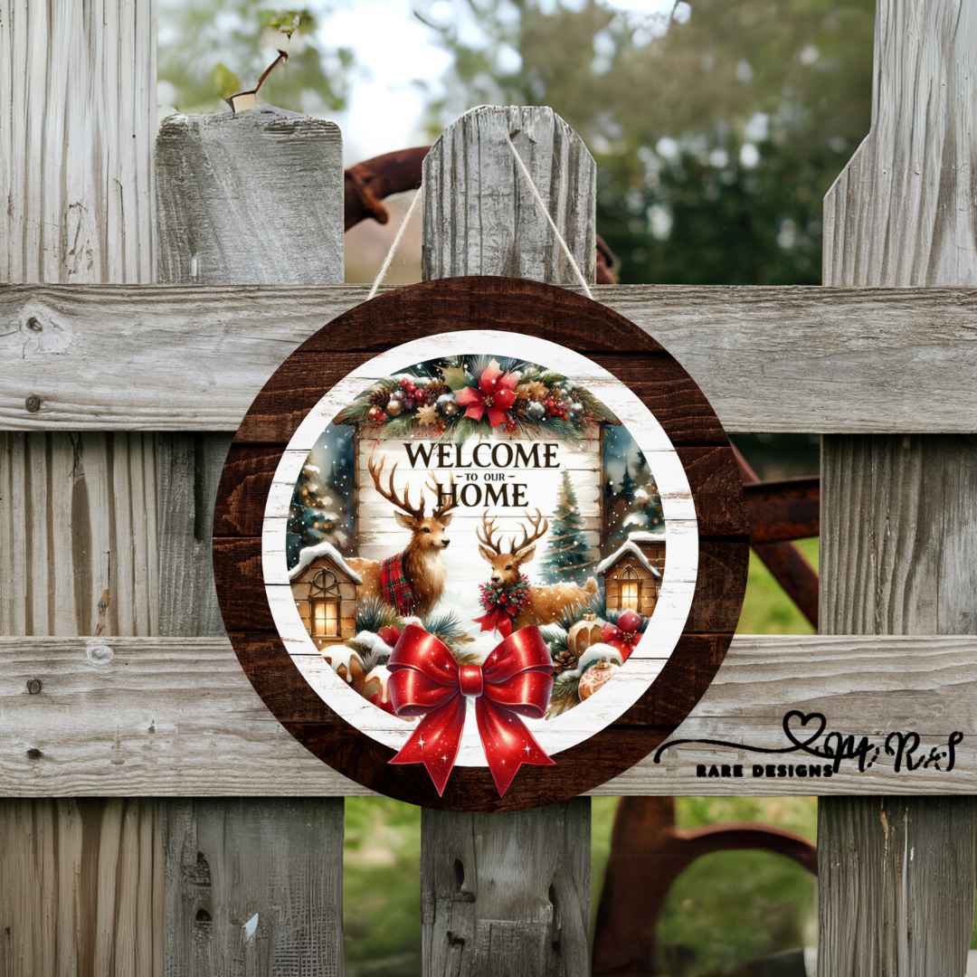 Holiday Welcome Round Sign Collection – Festive Christmas Door Decor
