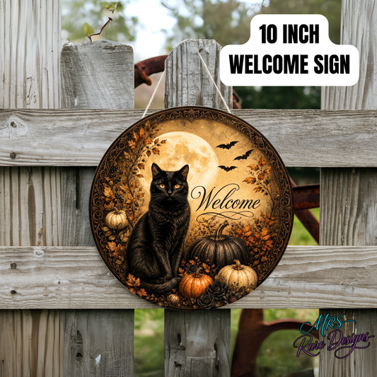 Enchanted Midnight Harvest Round Welcome Sign