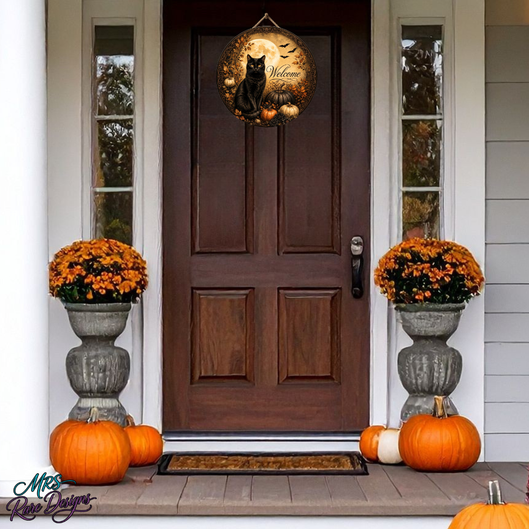 Enchanted Midnight Harvest Round Welcome Sign