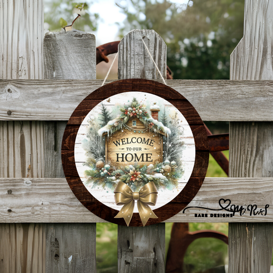 Holiday Welcome Round Sign Collection – Festive Christmas Door Decor