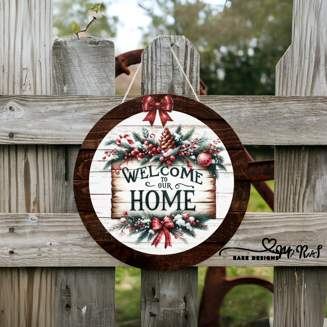 Holiday Welcome Round Sign Collection – Festive Christmas Door Decor