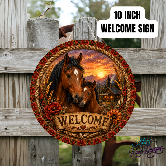 Rustic Meadow Majesty Welcome Sign (10-Inch Round)