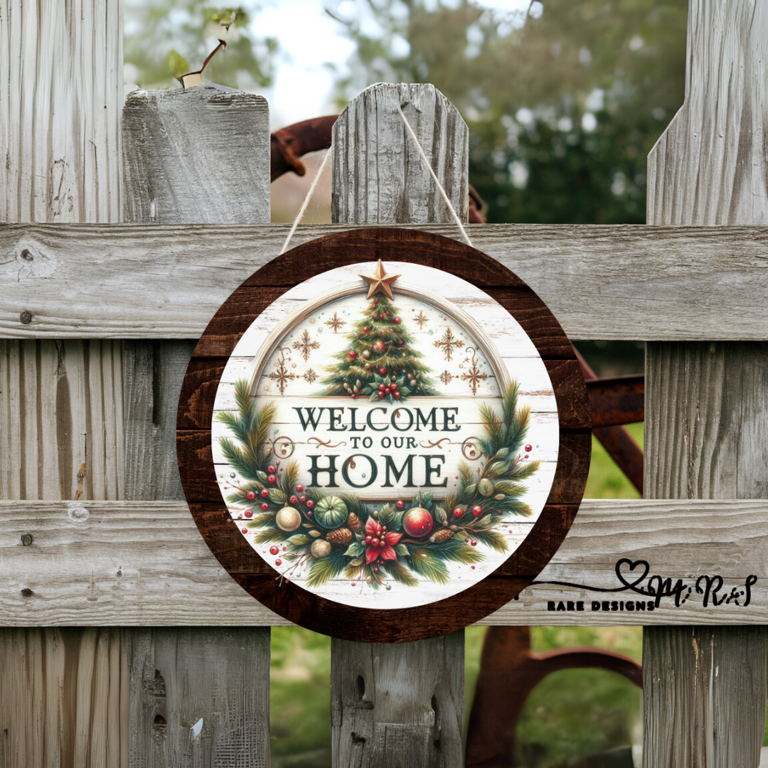 Holiday Welcome Round Sign Collection – Festive Christmas Door Decor