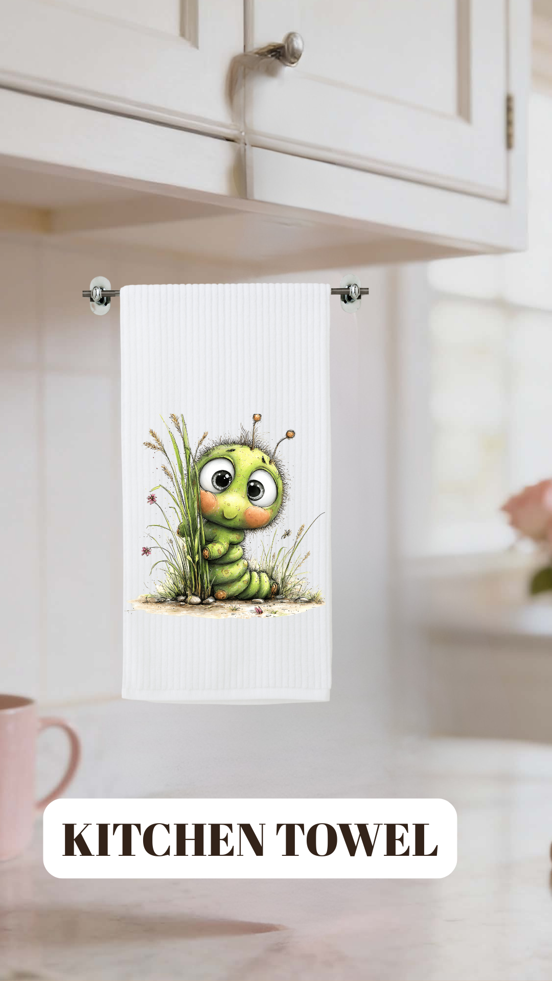 Cute Caterpillar Cozy Kitchen & Gift Set  Mug, Gift Bag, Candle Holder, Tea Towel & Kitchen Towel