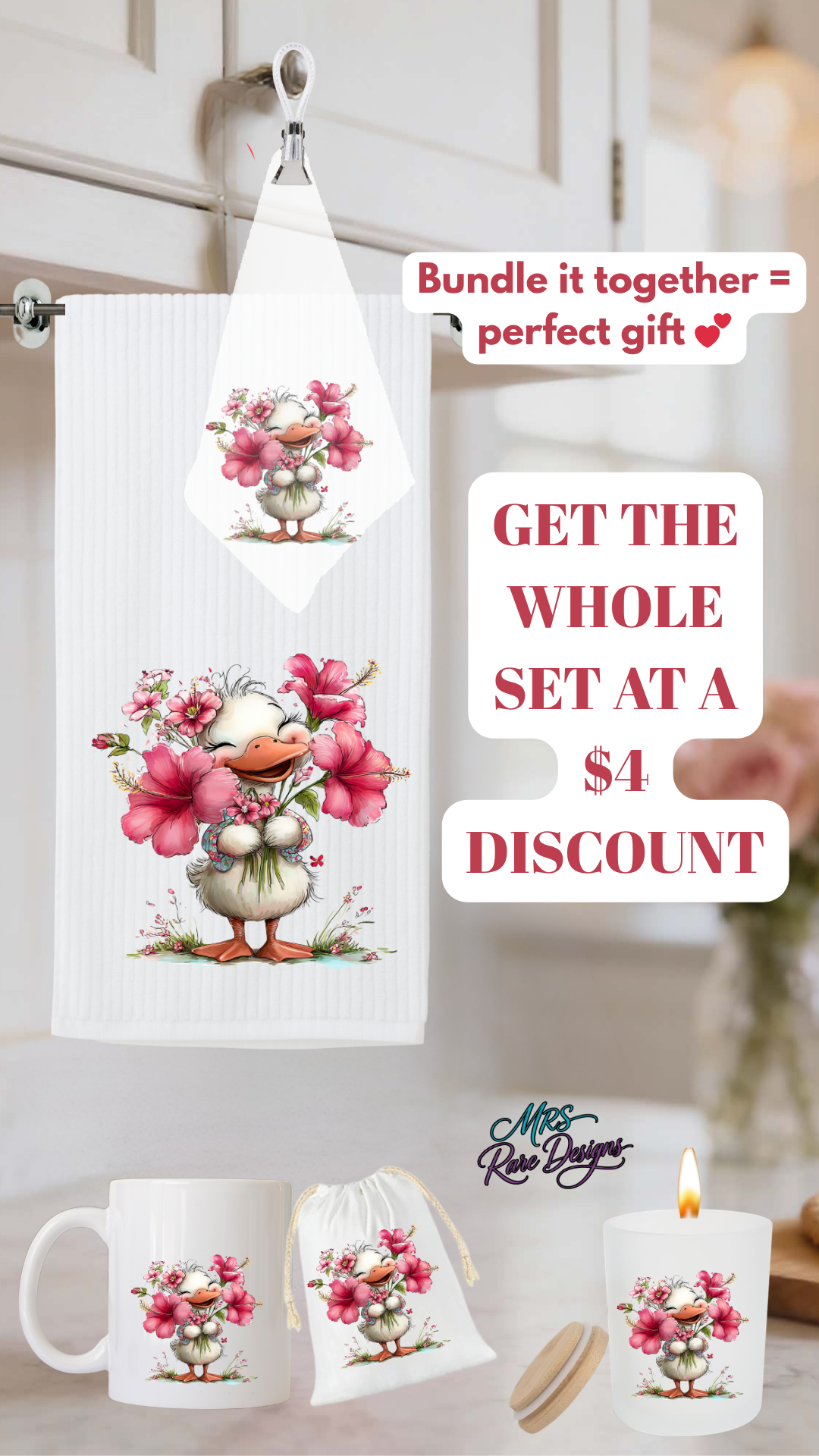 Spring Duckling Complete Kitchen & Gift Set – Mug, Candle, Towels & Gift Bag Bundle