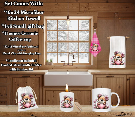 Adorable Teddy Bear Valentine Gift Set – Kitchen Towel, Coffee Mug & Gift Bag Bundle (Now $4 OFF!)