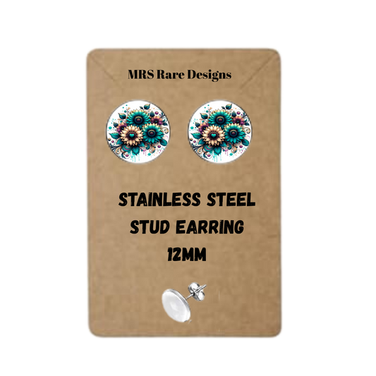 🌺Boho Bloom Studs – 12mm Stainless Steel Earrings