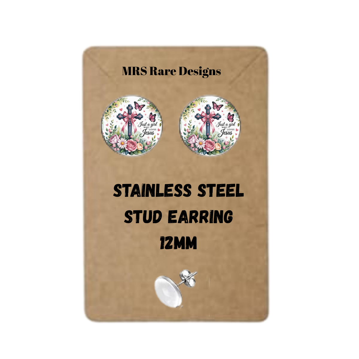 🌸Faithfully Fierce Studs – 12mm Stainless Steel Earrings