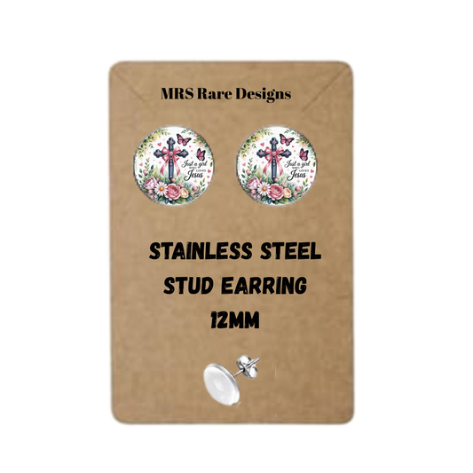 🌸Faithfully Fierce Studs – 12mm Stainless Steel Earrings