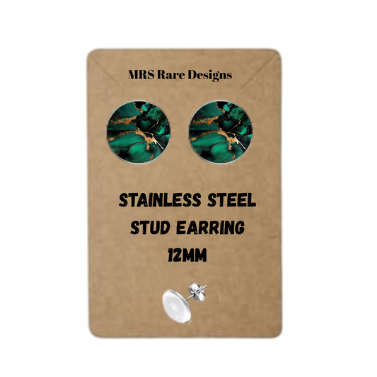✨Marble Muse Stud Earring Collection – 12mm Stainless Steel✨
