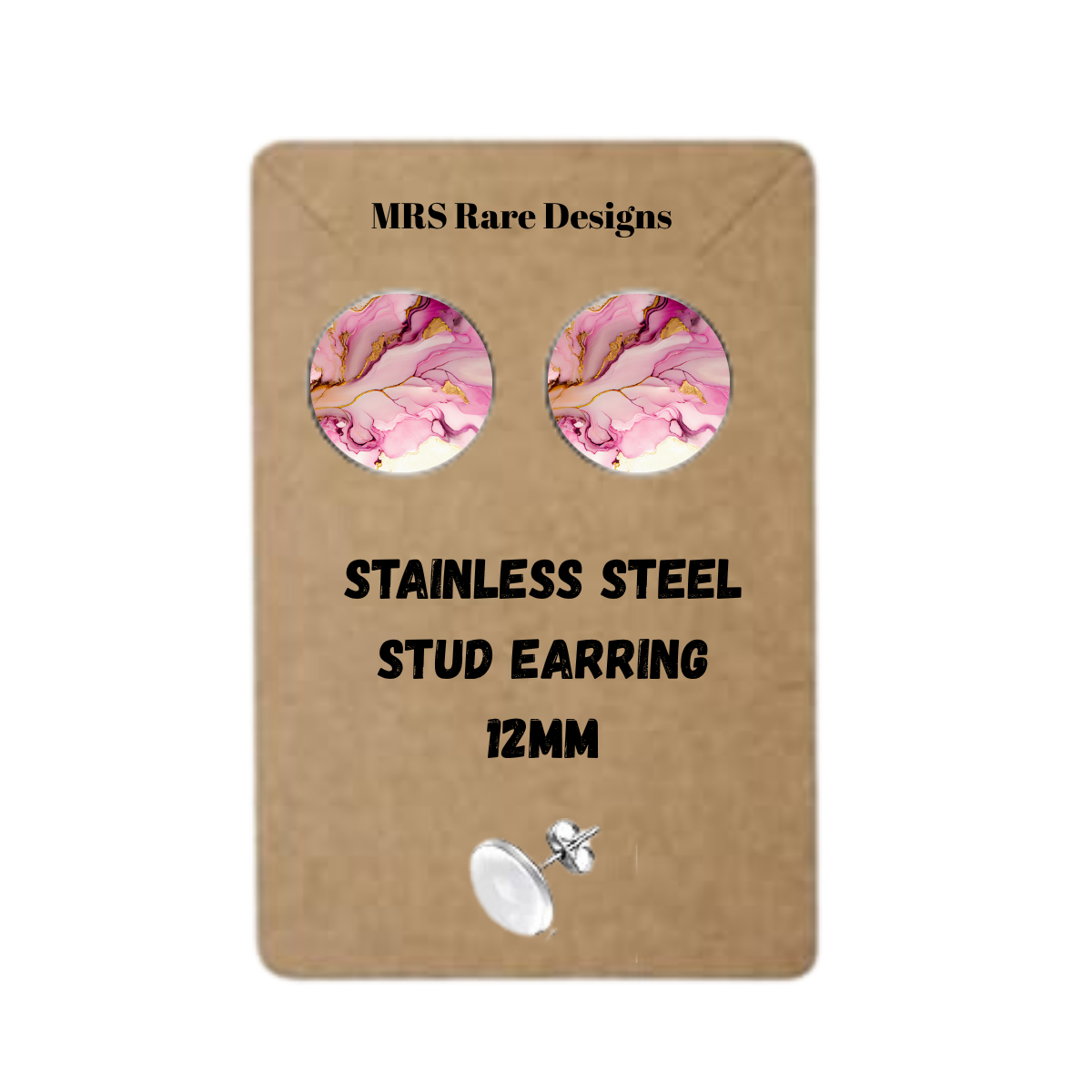 ✨Marble Muse Stud Earring Collection – 12mm Stainless Steel✨