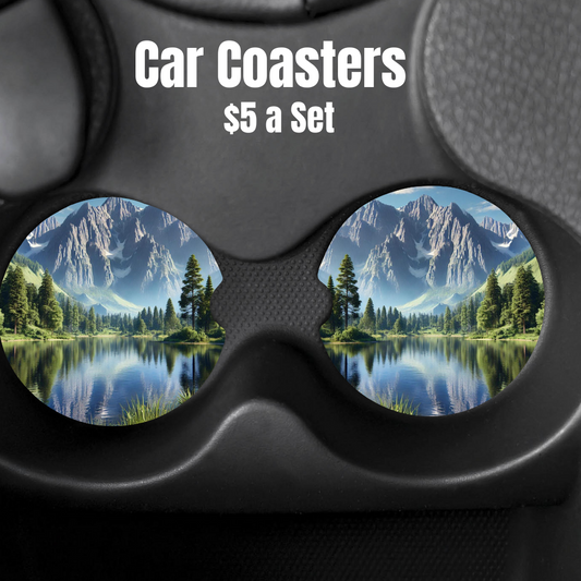 Nature's Serenity Car Coasters – 8 Designs