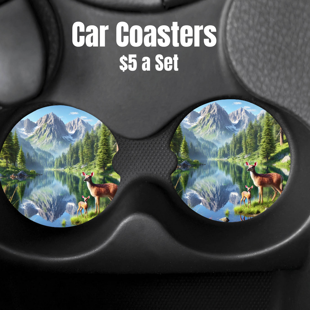 Nature's Serenity Car Coasters – 8 Designs