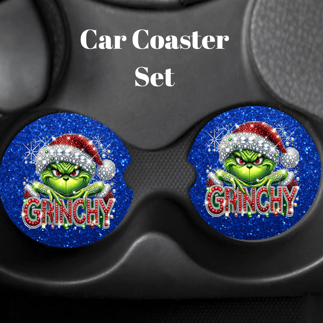 Grinchy Glam Car Coaster Set