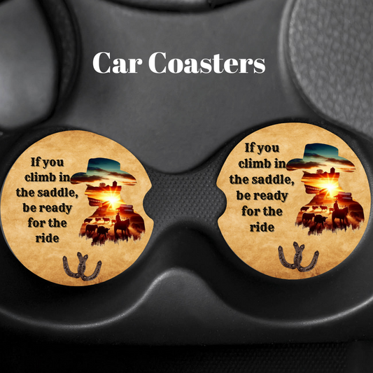 Saddle Up Sunset Car Coaster Set
