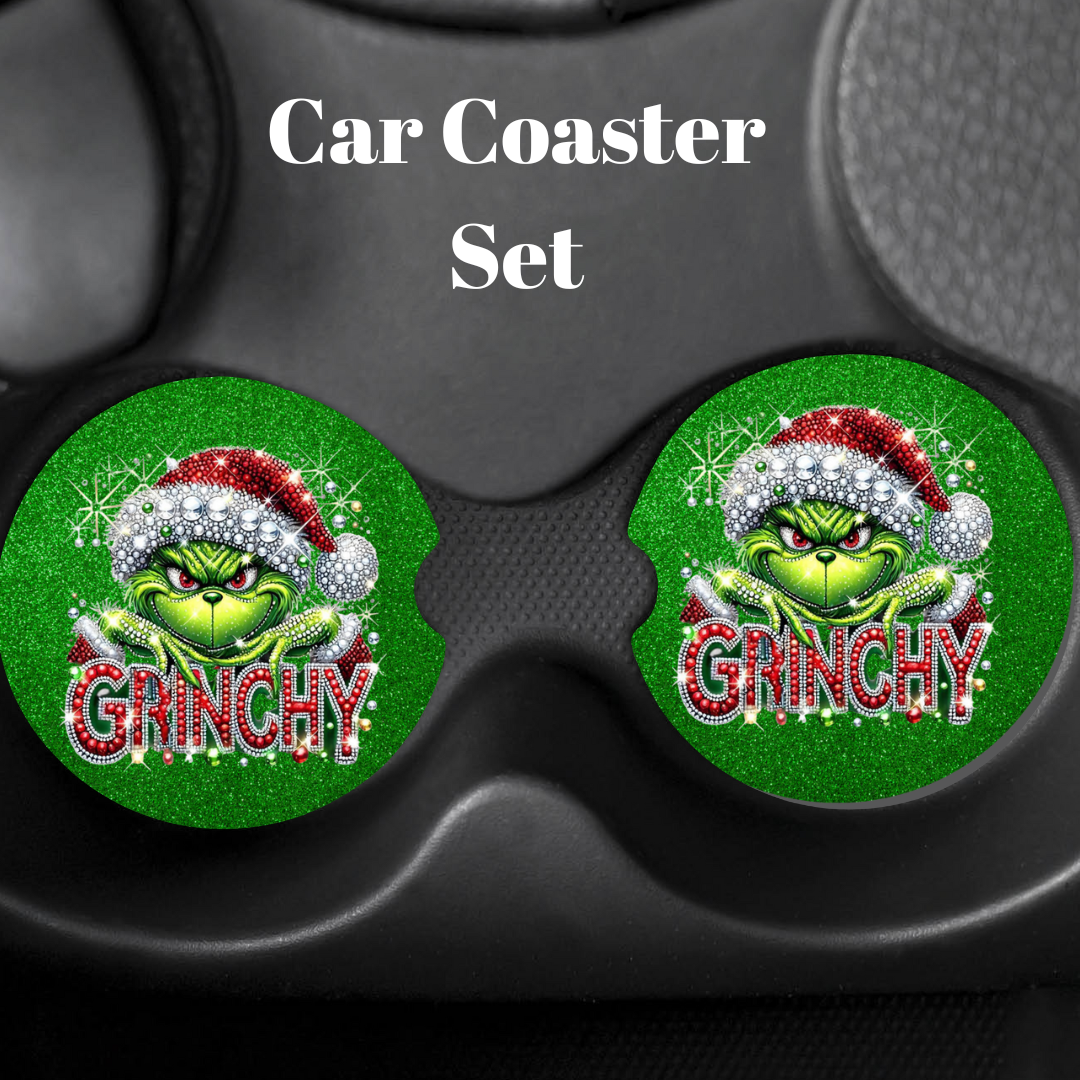 Grinchy Glam Car Coaster Set