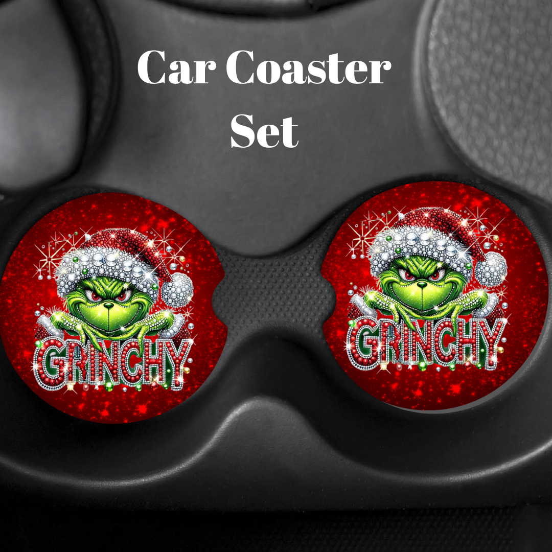 Grinchy Glam Car Coaster Set