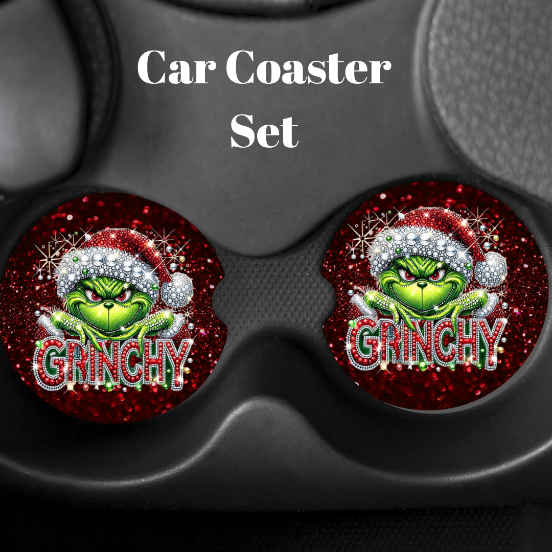 Grinchy Glam Car Coaster Set