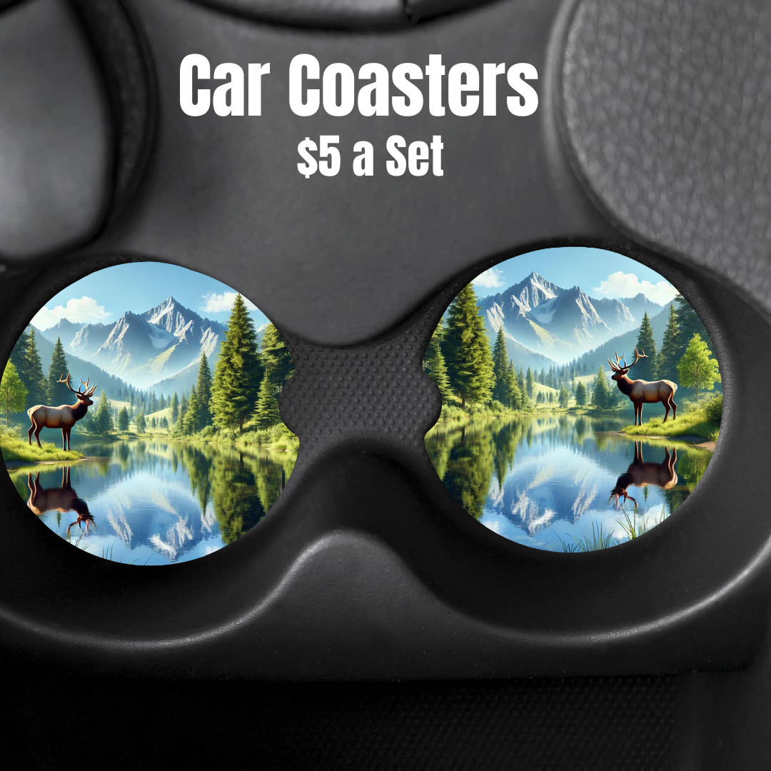 Nature's Serenity Car Coasters – 8 Designs