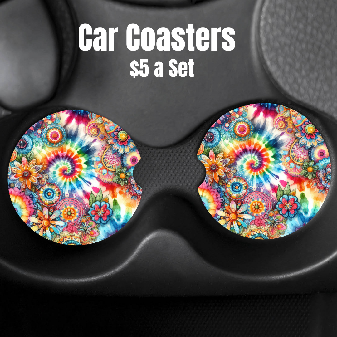 Colorful Mandala and Floral Car Coasters