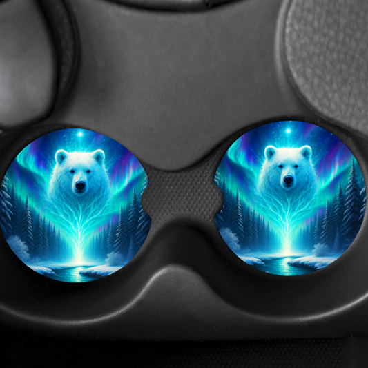 Aurora Guardian Polar Bear — Car Coasters (Set of 2)