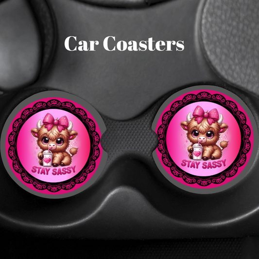 Highland Sass Car Coasters