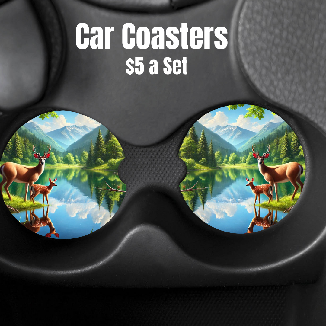 Nature's Serenity Car Coasters – 8 Designs