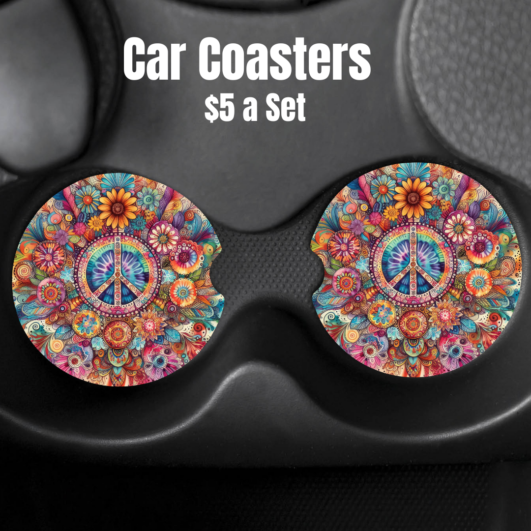 Colorful Mandala and Floral Car Coasters