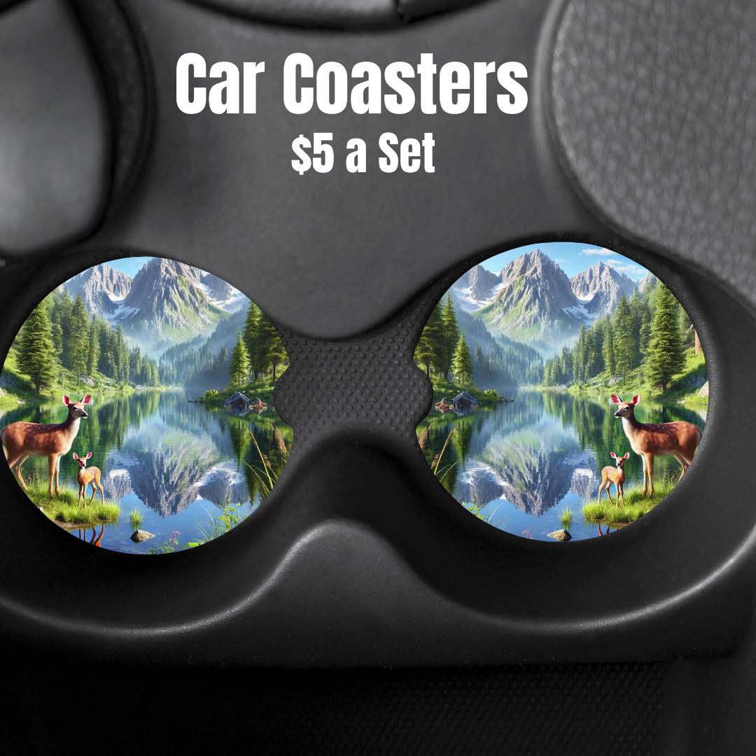 Nature's Serenity Car Coasters – 8 Designs