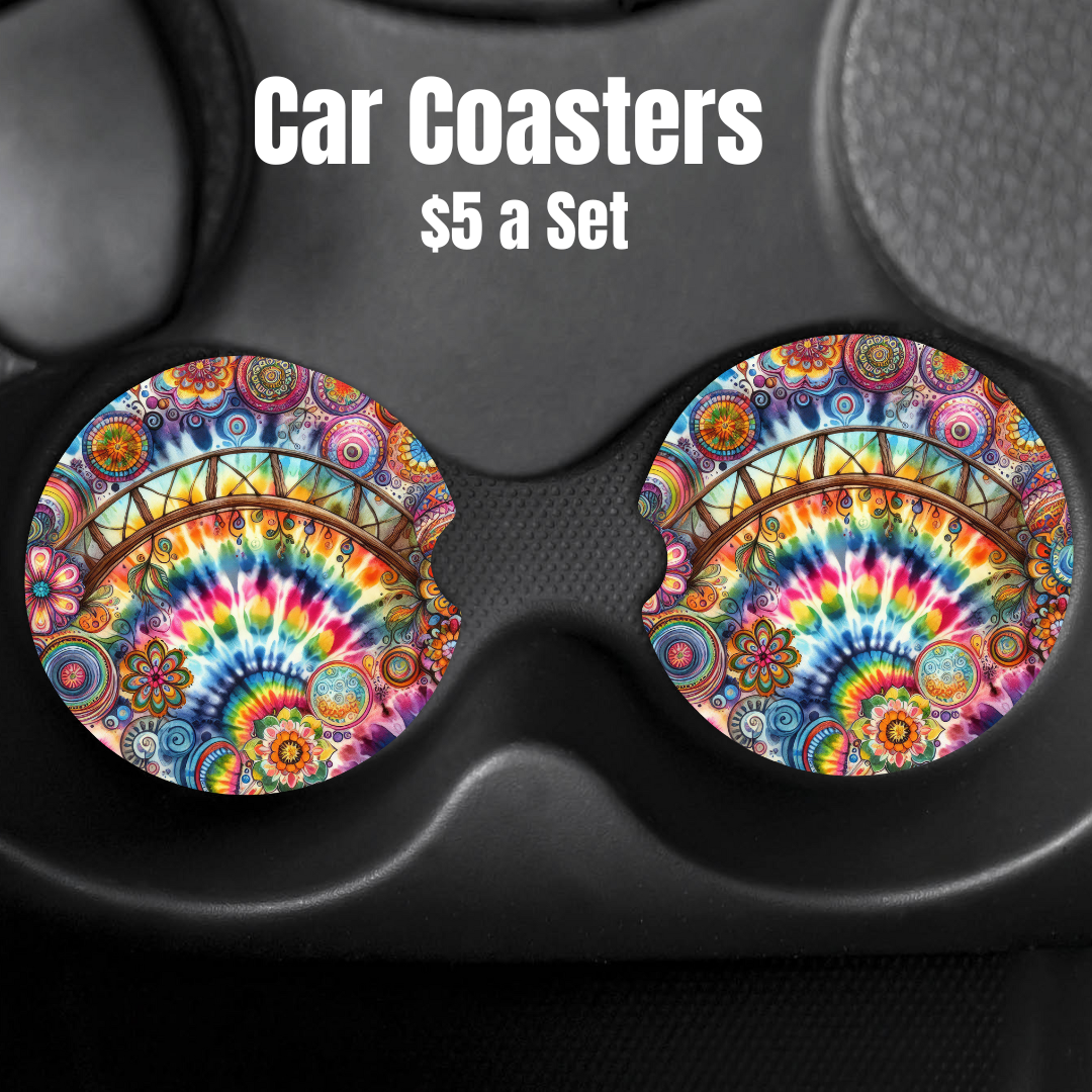 Colorful Mandala and Floral Car Coasters