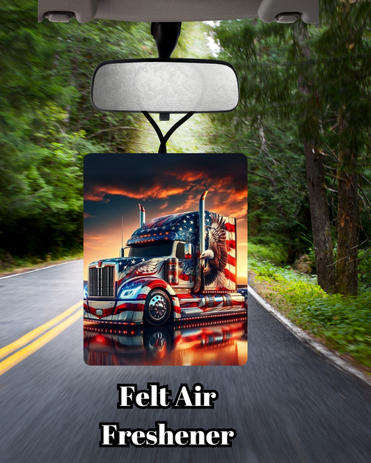 Patriotic Trucker Felt Air Freshener