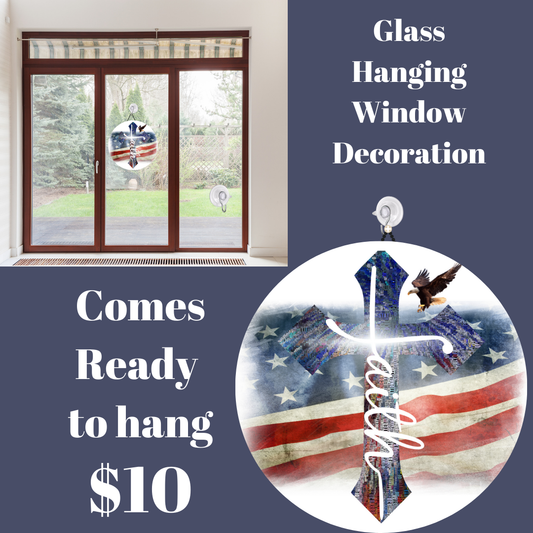 Patriotic Faith Glass Hanging Window Decoration