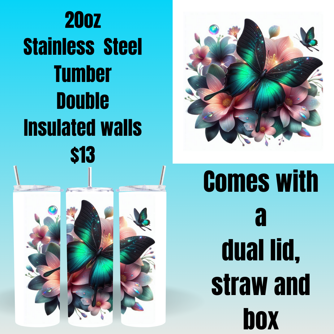 Luminous Butterfly Garden Tumblers