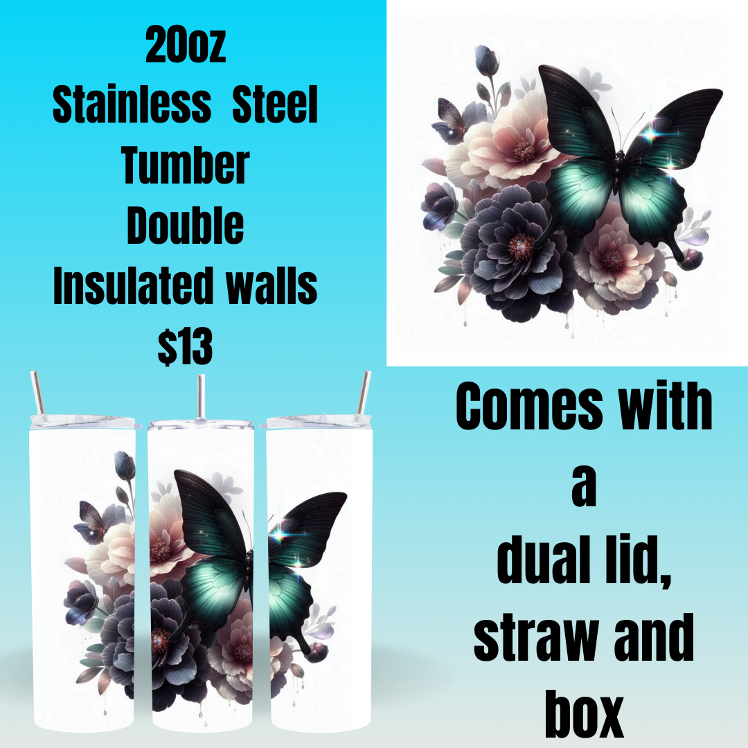 Luminous Butterfly Garden Tumblers