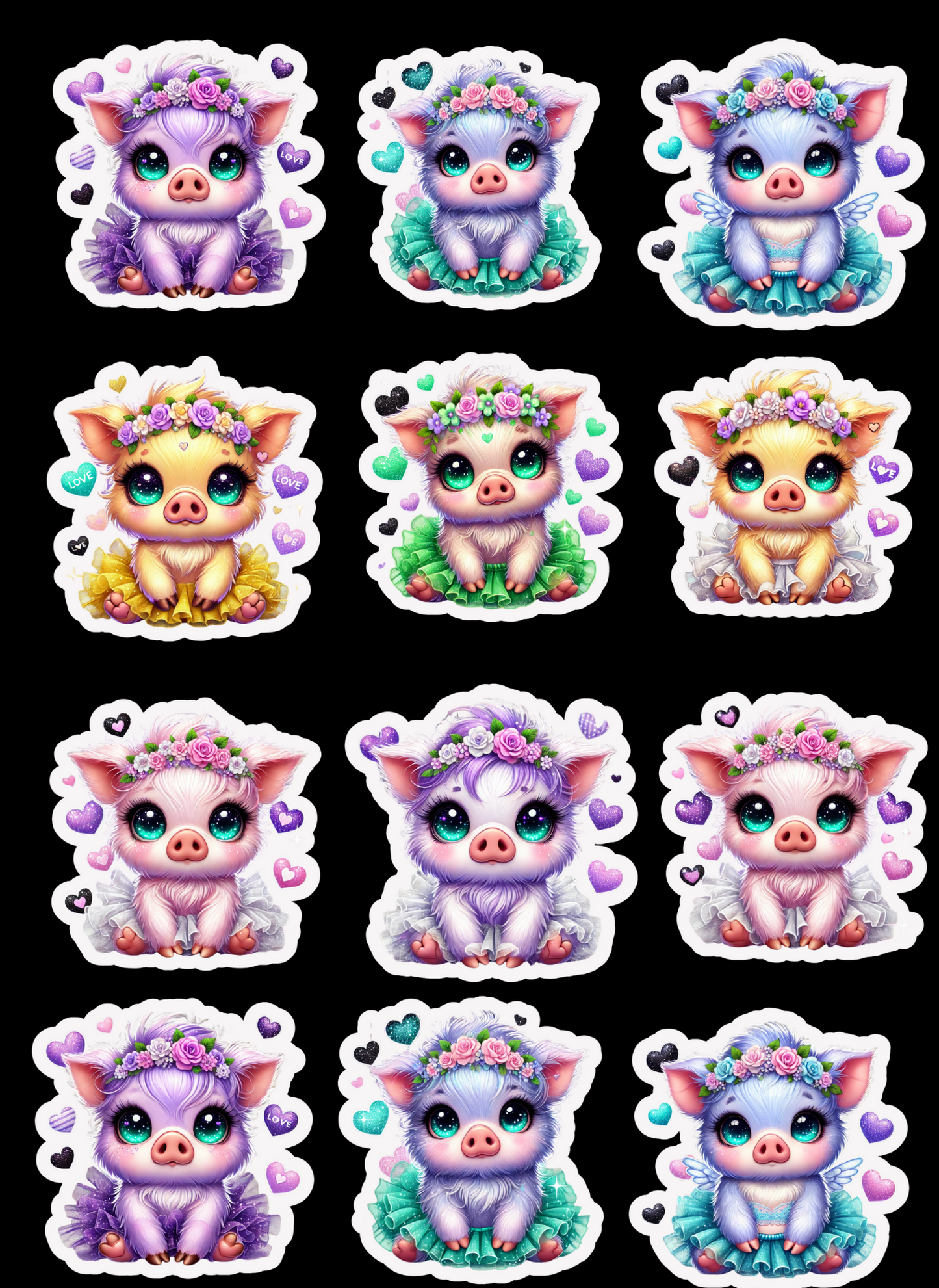 Whimsy Piglets Sticker Sheet