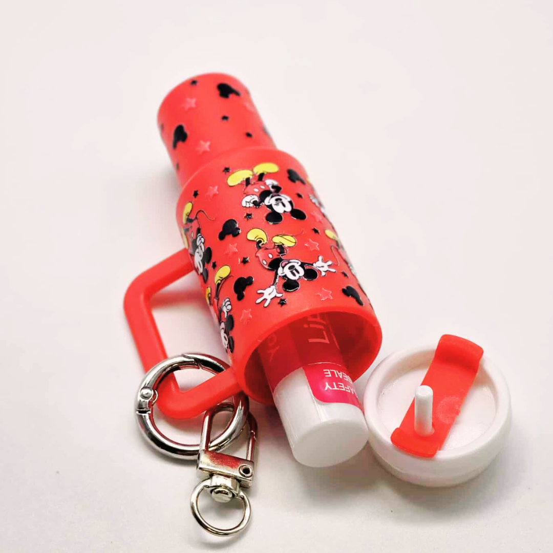 Red Character Mini Tumbler Keychain with Chapstick Holder