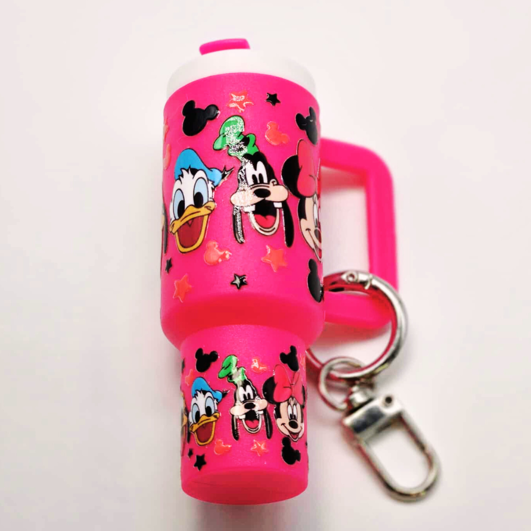 Pink Character Mini Tumbler Keychain with Chapstick Holder