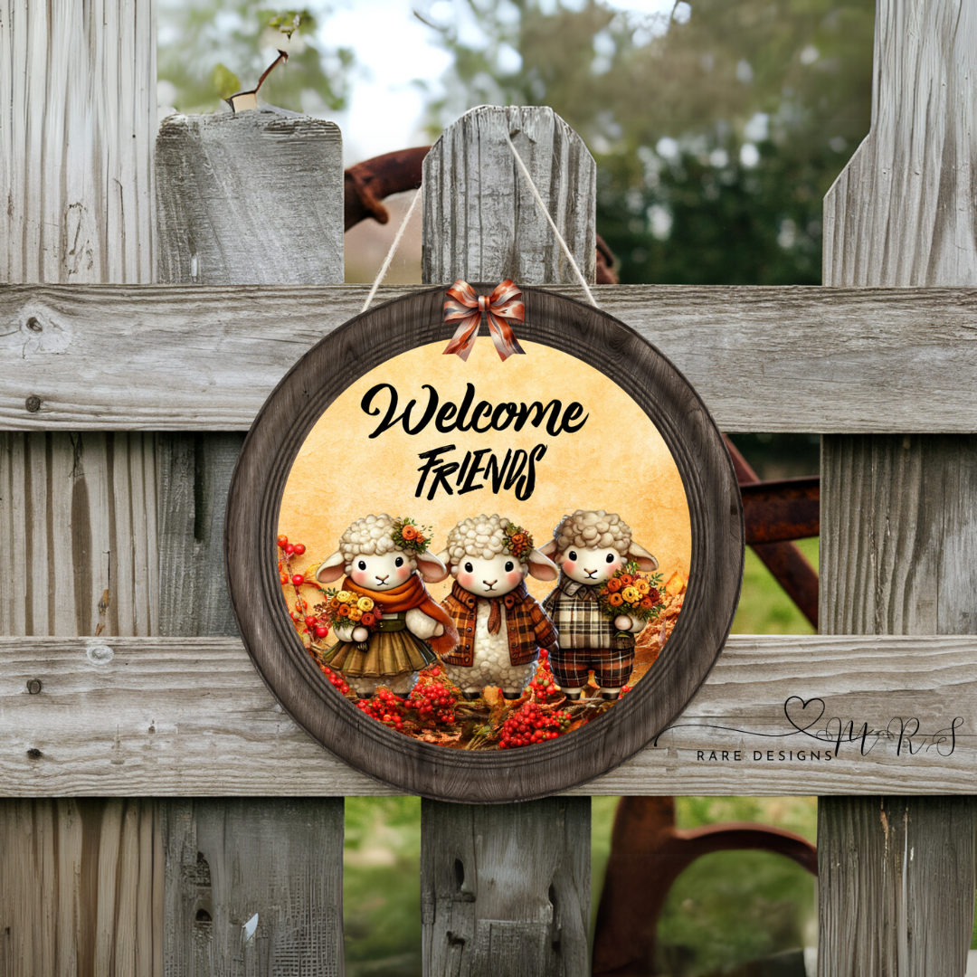 Cozy Sheep Friends Welcome Door Sign Collection