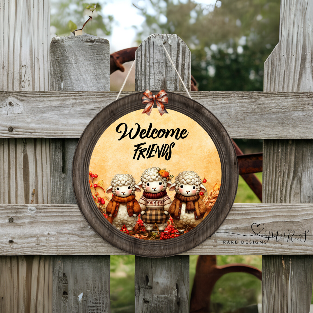 Cozy Sheep Friends Welcome Door Sign Collection
