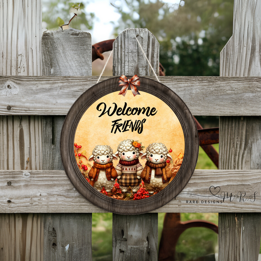 Cozy Sheep Friends Welcome Door Sign Collection