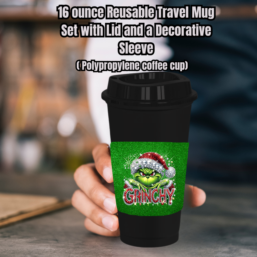 Grinchy Glam 16oz Reusable Travel Mug Collection