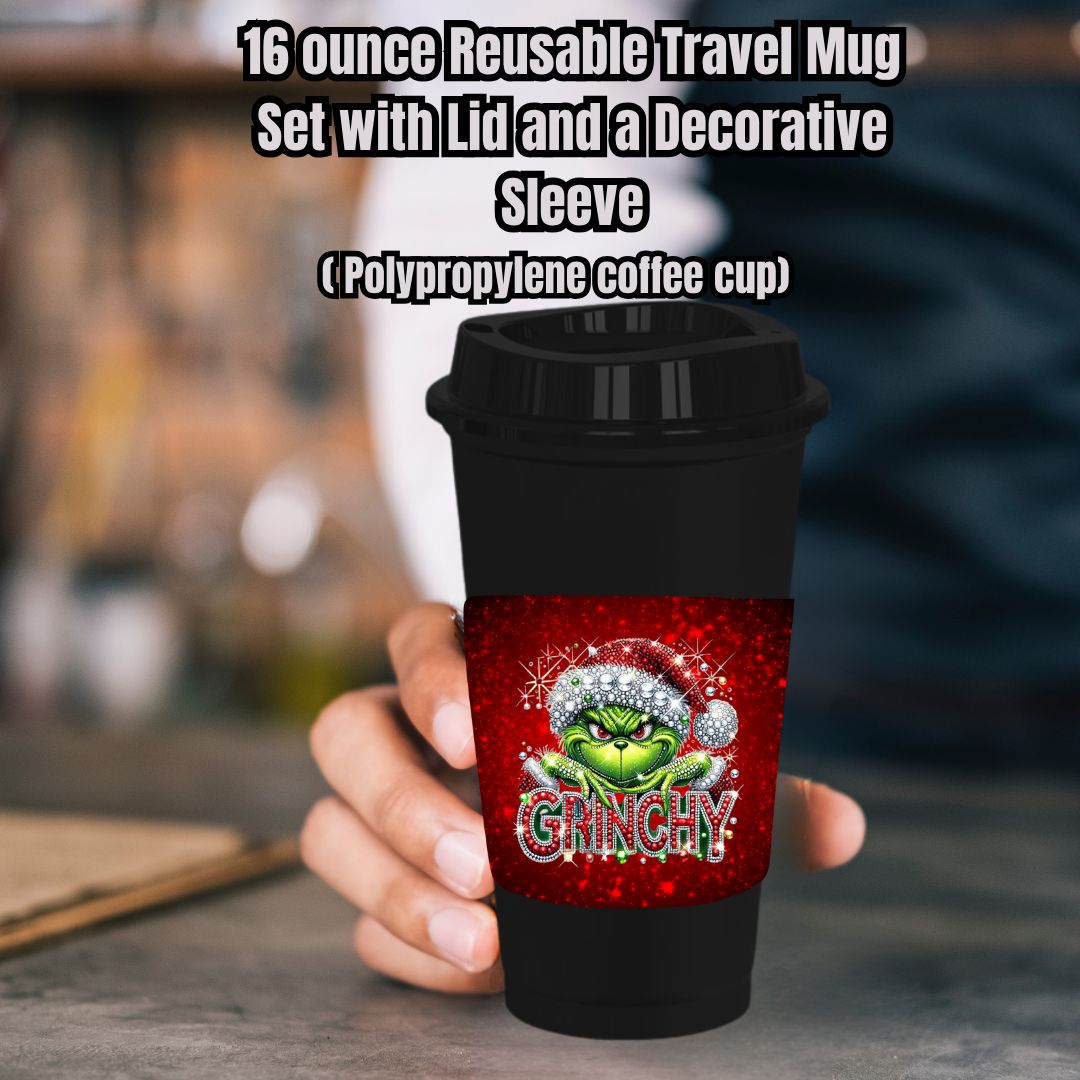 Grinchy Glam 16oz Reusable Travel Mug Collection