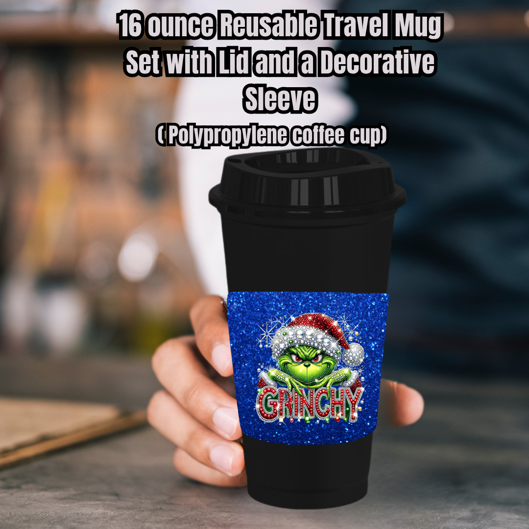 Grinchy Glam 16oz Reusable Travel Mug Collection