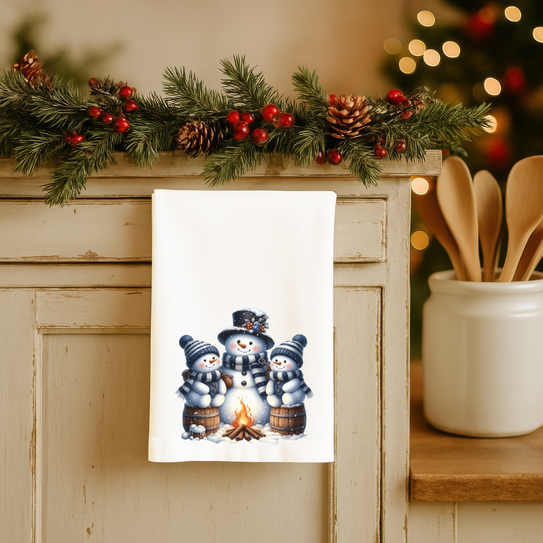 Winter Blues Snowman Christmas Kitchen Towels – Holiday Tea Towels