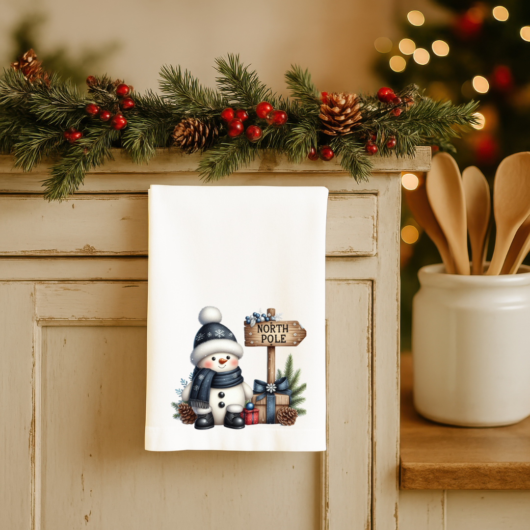 Winter Blues Snowman Christmas Kitchen Towels – Holiday Tea Towels