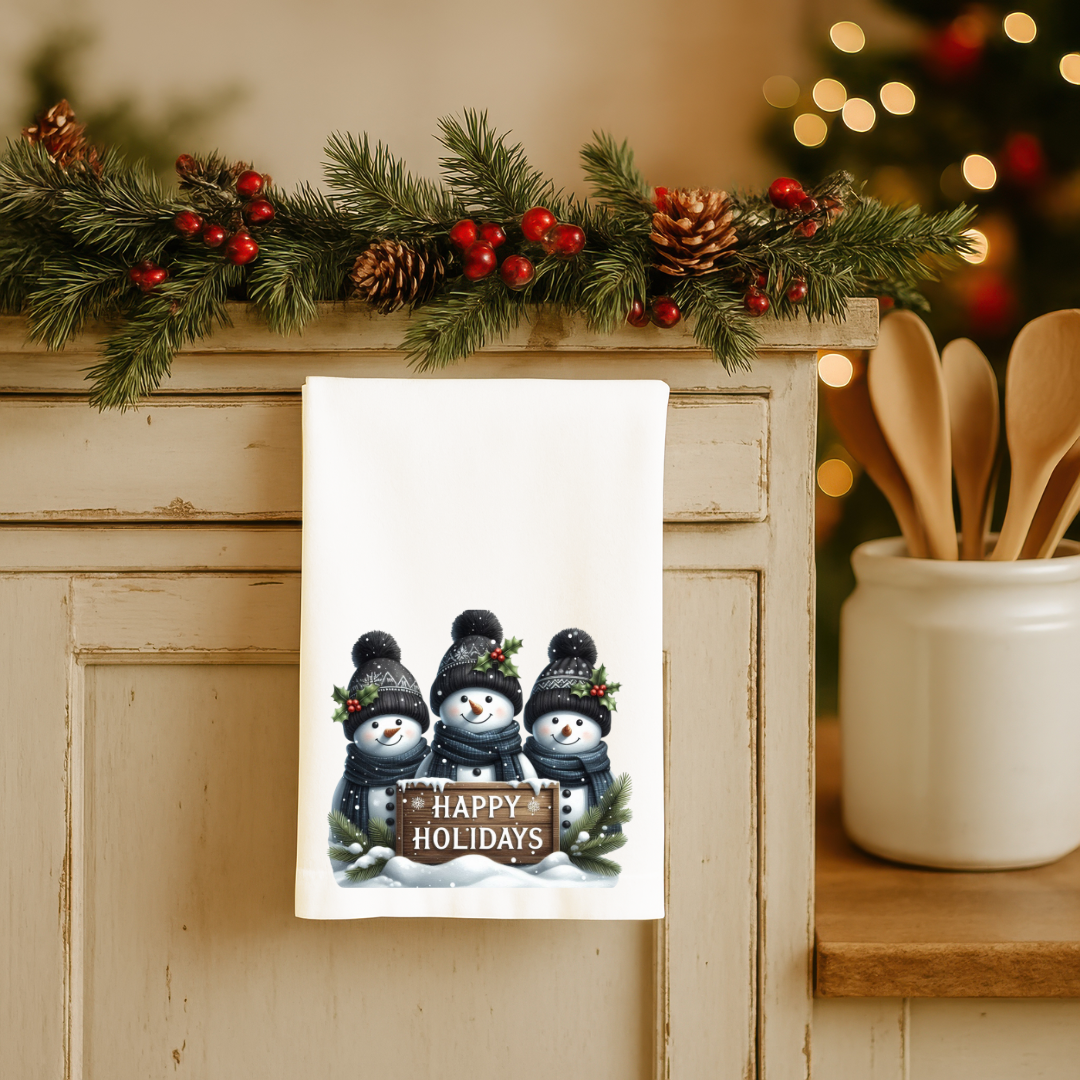 Winter Blues Snowman Christmas Kitchen Towels – Holiday Tea Towels