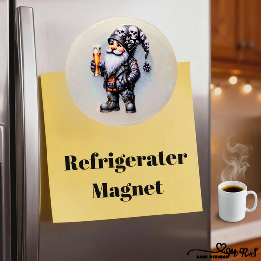 Biker Gnome Refrigerator Magnet – Funny Bearded Motorcycle Décor